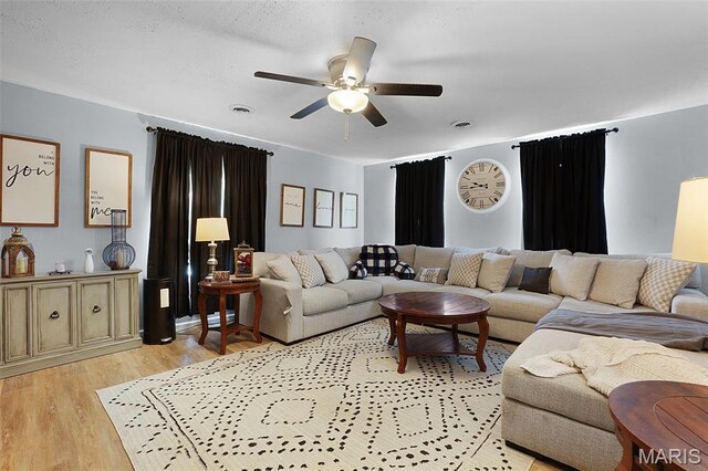 401 S Main St, New Florence, MO 63363 - living area featuring light wood finished floors and a ceiling fan