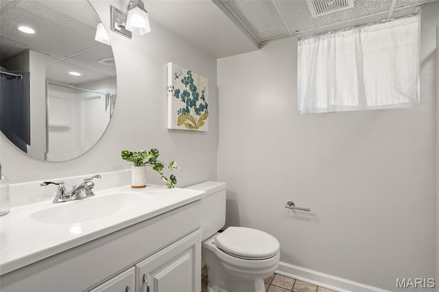 436 W Point Ct, Saint Louis, MO 63130 - full bath with vanity, recessed lighting, a shower with shower curtain, and tile patterned floors