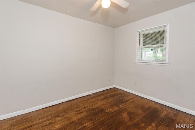 190 Anistasia Dr, Saint Louis, MO 63135 - empty room featuring baseboards, wood finished floors, and a ceiling fan