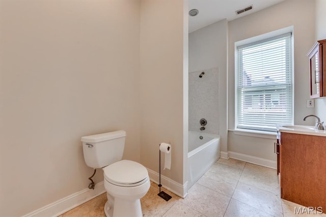 2628 Indiana Ave, Saint Louis, MO 63118 - full bath featuring vanity, toilet, baseboards,  shower combination, and tile patterned floors