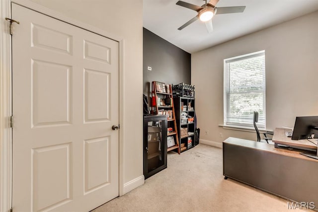 2628 Indiana Ave, Saint Louis, MO 63118 - office space featuring light carpet, a ceiling fan, and baseboards