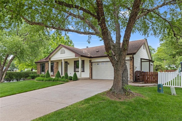 102 S Willow Grove Ct, Saint Peters, MO 63376 - ranch-style home featuring driveway, a garage, brick siding, and a shingled roof