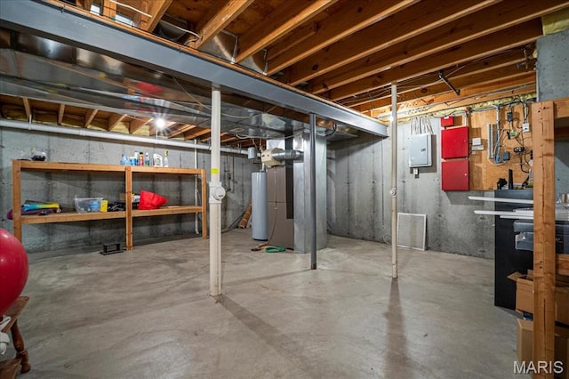 301 Sassafras Parc Dr, Ofallon, MO 63368 - unfinished below grade area featuring water heater, electric panel, and heating unit