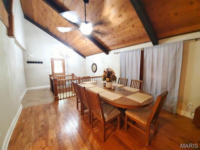 3 Janney Cir, Canton, MO 63435 - dining space featuring wood ceiling, hardwood / wood-style floors, and baseboards
