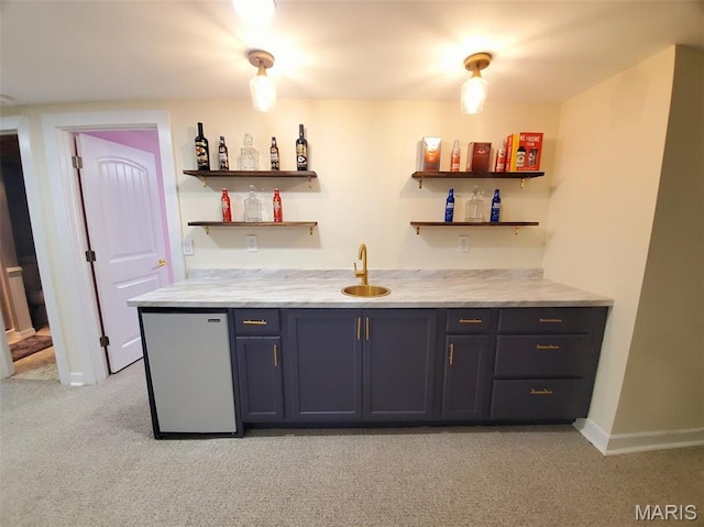 3 Janney Cir, Canton, MO 63435 - indoor bar with refrigerator, light colored carpet, and baseboards