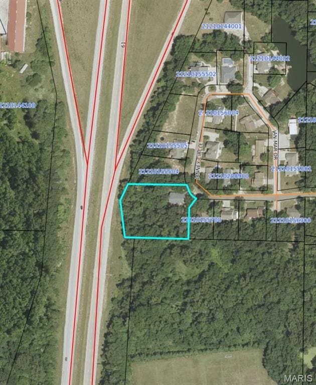 3 Janney Cir, Canton, MO 63435 - aerial view of property's location with property boundaries highlighted