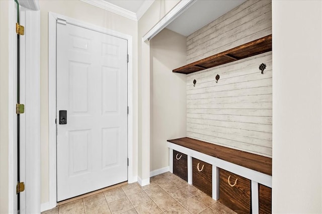1406 Tisbury Cir, Ofallon, MO 63366 - mudroom featuring ornamental molding and light tile patterned flooring