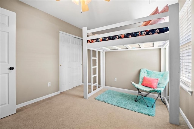1406 Tisbury Cir, Ofallon, MO 63366 - bedroom with carpet flooring, baseboards, and a ceiling fan