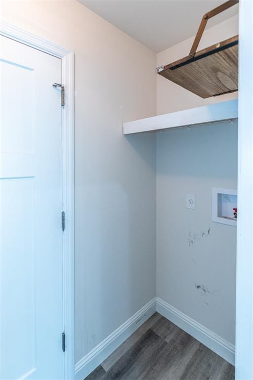 312 Andy Habsieger St, Festus, MO 63028 - washroom with wood finished floors, washer hookup, baseboards, and hookup for an electric dryer