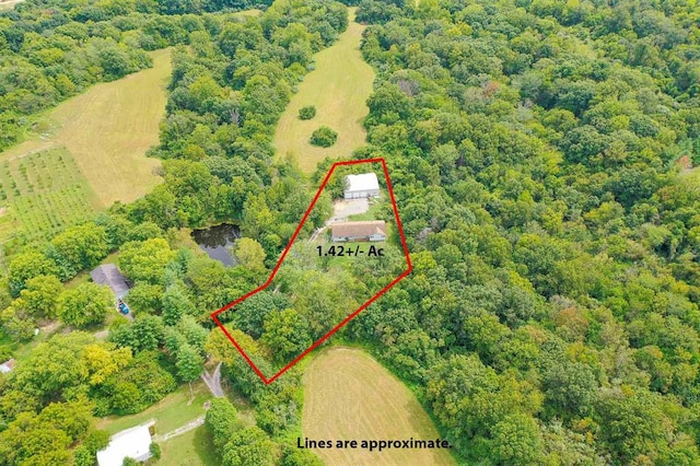 4090 E Pelot Ln, Alton, IL 62002 - aerial view of sparsely populated area with property boundaries highlighted