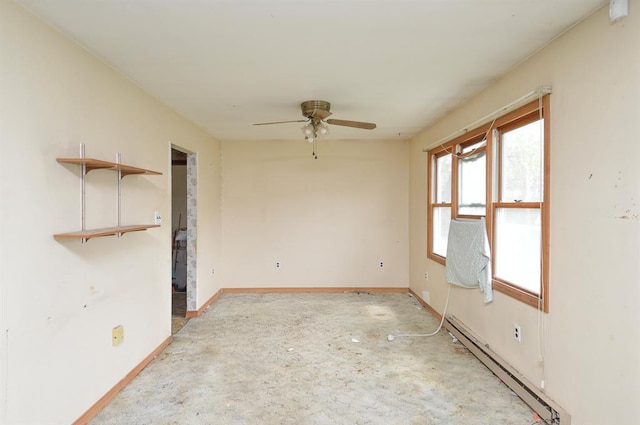 4090 E Pelot Ln, Alton, IL 62002 - empty room with a baseboard heating unit, ceiling fan, and baseboards