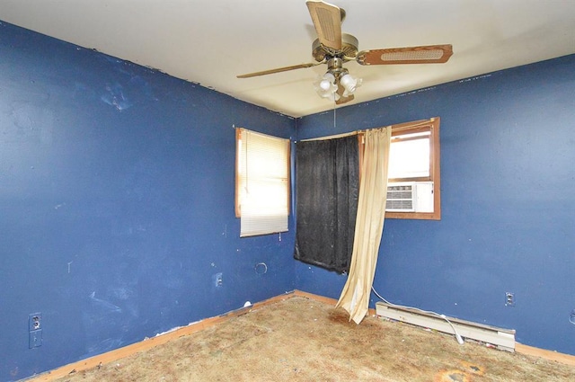 4090 E Pelot Ln, Alton, IL 62002 - unfurnished room with baseboards, a baseboard radiator, ceiling fan, and cooling unit