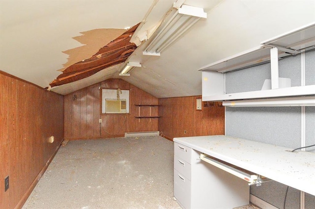 4090 E Pelot Ln, Alton, IL 62002 - bonus room with wood walls, vaulted ceiling, and baseboard heating