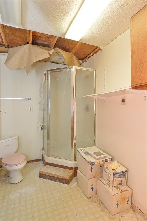 4090 E Pelot Ln, Alton, IL 62002 - bathroom with a stall shower, toilet, and tile patterned floors