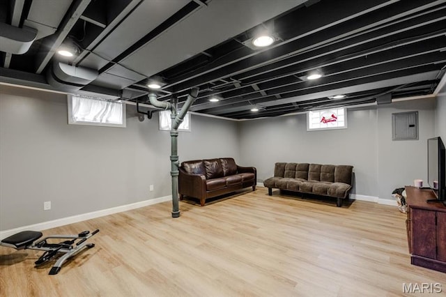 804 Tavalon Ave, Rock Hill, MO 63119 - below grade area featuring wood finished floors and electric panel