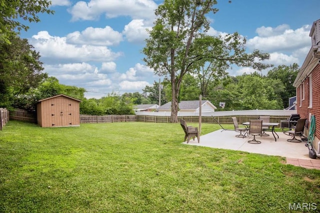 804 Tavalon Ave, Rock Hill, MO 63119 - fenced backyard with a patio and a storage shed
