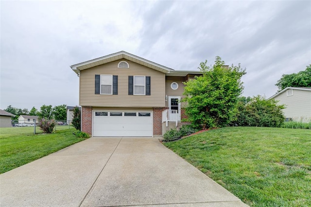 1625 Knightwood Ln, Ofallon, MO 63366 - raised ranch with brick siding, driveway, and an attached garage