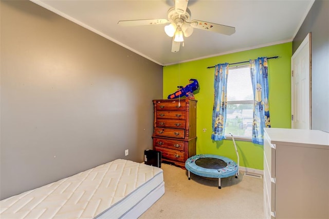 1625 Knightwood Ln, Ofallon, MO 63366 - bedroom with carpet, crown molding, ceiling fan, and baseboards