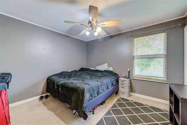 1625 Knightwood Ln, Ofallon, MO 63366 - bedroom with baseboards, crown molding, and a ceiling fan