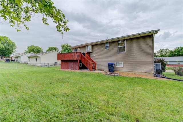 1625 Knightwood Ln, Ofallon, MO 63366 - rear view of property with stairs and a wooden deck