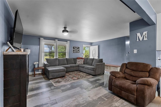 11454 State Highway 72, Millersville, MO 63766 - living area featuring wood finished floors and a ceiling fan