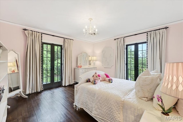 32 Woodoaks Trl, Ladue, MO 63124 - bedroom featuring french doors, multiple windows, a chandelier, access to exterior, and crown molding