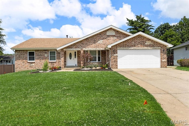 4163 Attleboro Ct, Saint Charles, MO 63304 - ranch-style home with concrete driveway, an attached garage, and brick siding