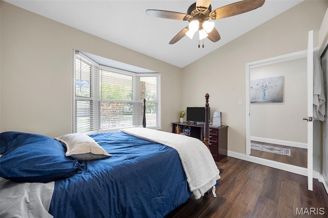 4163 Attleboro Ct, Saint Charles, MO 63304 - bedroom with vaulted ceiling, wood finished floors, baseboards, and a ceiling fan