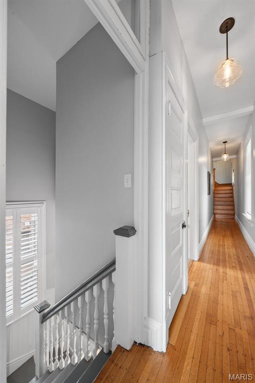 232 N Newstead Ave, Saint Louis, MO 63108 - corridor with light wood-type flooring and stairs