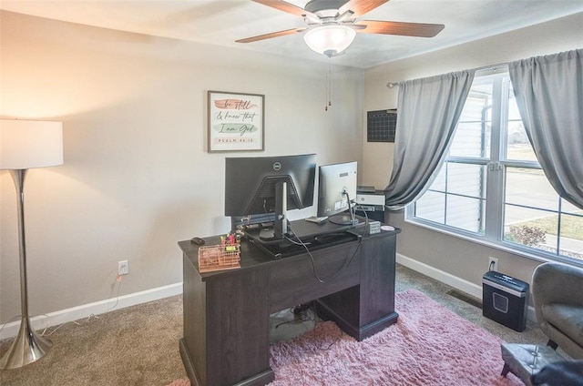 3772 Osprey Ct, Shiloh, IL 62221 - office area with baseboards, a ceiling fan, and healthy amount of natural light