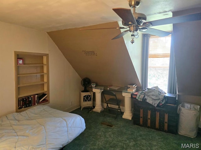 346 S Locust St, Dexter, MO 63841 - carpeted bedroom featuring vaulted ceiling and ceiling fan