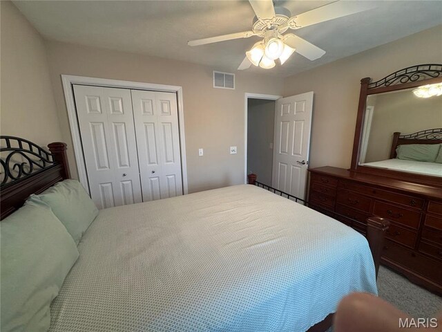 8847 State Route 14th Hwy, Duquoin, IL 62832 - bedroom featuring a closet, a ceiling fan, and carpet flooring