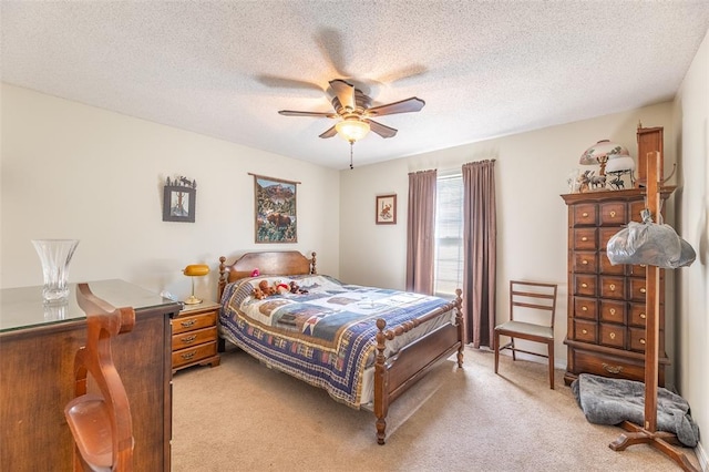 2865 Vaughn Ave, Poplar Bluff, MO 63901 - bedroom featuring light carpet, ceiling fan, and a textured ceiling