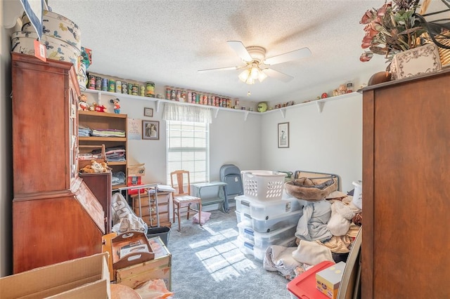 2865 Vaughn Ave, Poplar Bluff, MO 63901 - carpeted bedroom with a textured ceiling and ceiling fan