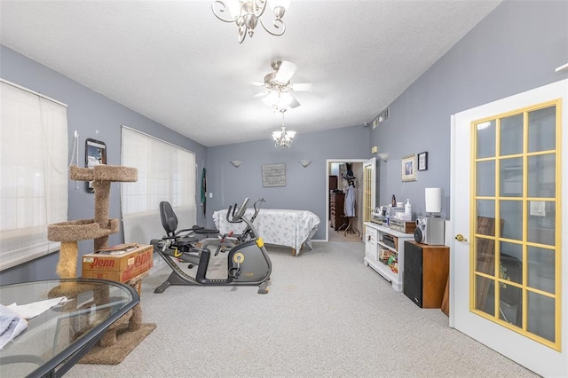 2865 Vaughn Ave, Poplar Bluff, MO 63901 - carpeted bedroom featuring a chandelier and a textured ceiling