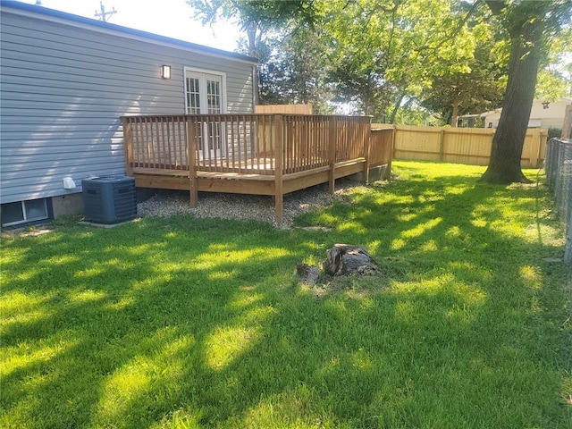 1 Wild Deer Ln, Saint Peters, MO 63376 - view of yard with cooling unit, a deck, and french doors
