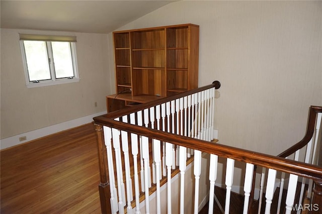 301 S Meramec St, St James, MO 65559 - stairway with lofted ceiling and wood finished floors