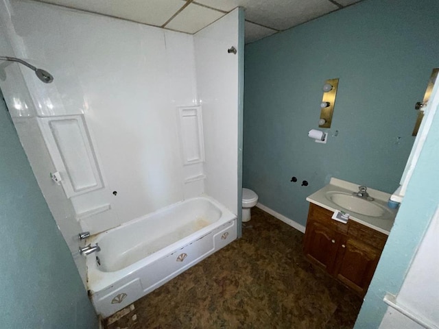 20621 County Highway 22, Hoyleton, IL 62803 - full bathroom featuring vanity, shower / bathtub combination, toilet, and baseboards