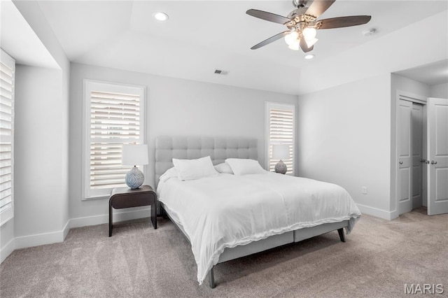 7723 Dale Ave, Richmond Heights, MO 63117 - bedroom with carpet floors, baseboards, recessed lighting, and a ceiling fan