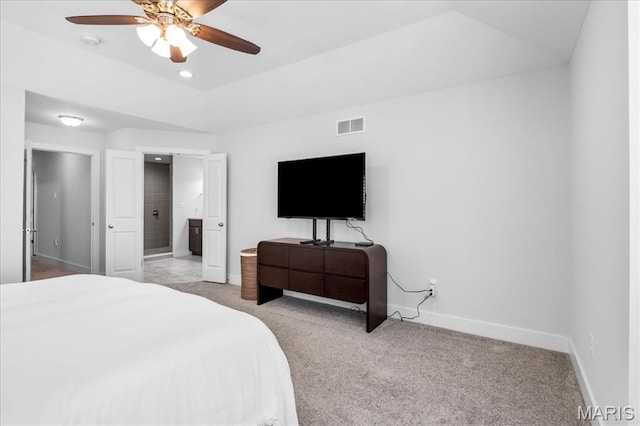 7723 Dale Ave, Richmond Heights, MO 63117 - bedroom featuring carpet floors, baseboards, ensuite bath, ceiling fan, and recessed lighting