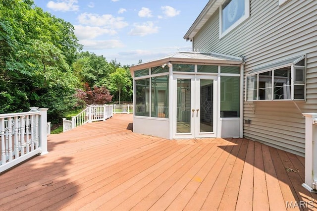 1519 Scofield Valley Ln, Wildwood, MO 63038 - wooden terrace with a sunroom and french doors