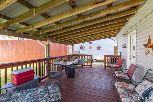 406 N Division St, Bonne Terre, MO 63628 - wooden deck with outdoor dining space