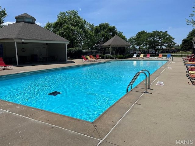 621 Sugar Trail Ct Unit 4, Saint Peters, MO 63376 - community pool with a gazebo, a patio area, and a ceiling fan