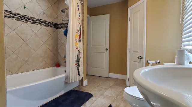 315 County Road 4170, Salem, MO 65560 - full bath with shower / tub combo, toilet, baseboards, and tile patterned flooring