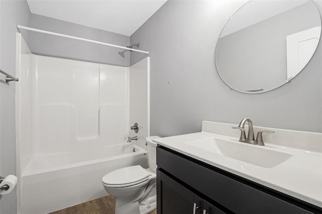 1448 Guilford Pl, Troy, IL 62294 - full bath featuring toilet, vanity, shower / tub combination, and wood finished floors
