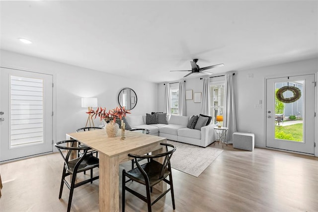 369 Tiber Pl, Saint Charles, MO 63301 - dining room with ceiling fan and light wood finished floors