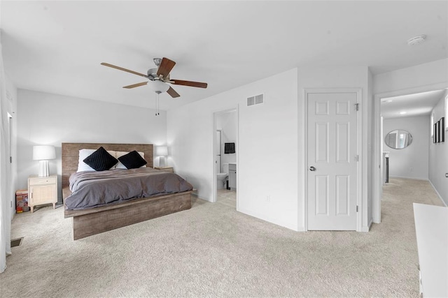 369 Tiber Pl, Saint Charles, MO 63301 - carpeted bedroom with baseboards, ensuite bathroom, and ceiling fan