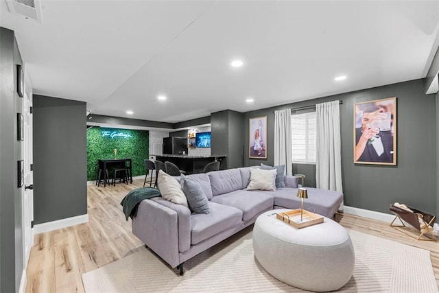 369 Tiber Pl, Saint Charles, MO 63301 - living area with baseboards, light wood-style flooring, and recessed lighting