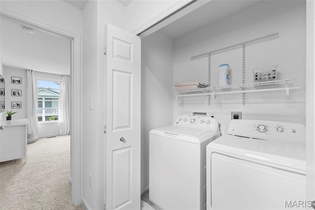 369 Tiber Pl, Saint Charles, MO 63301 - laundry room featuring washer and dryer and carpet
