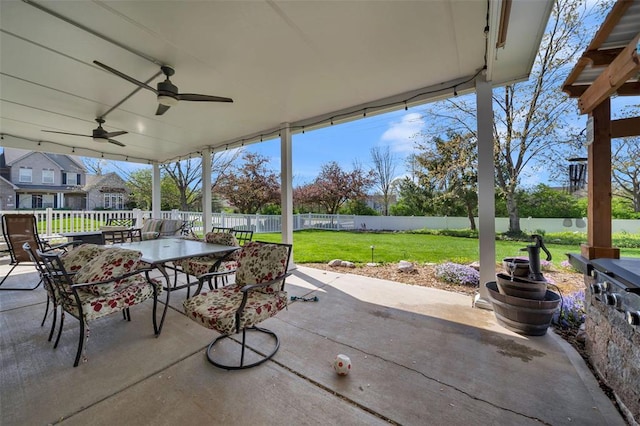 1002 Brook Mont Dr, Ofallon, MO 63366 - view of patio / terrace featuring outdoor dining space and ceiling fan